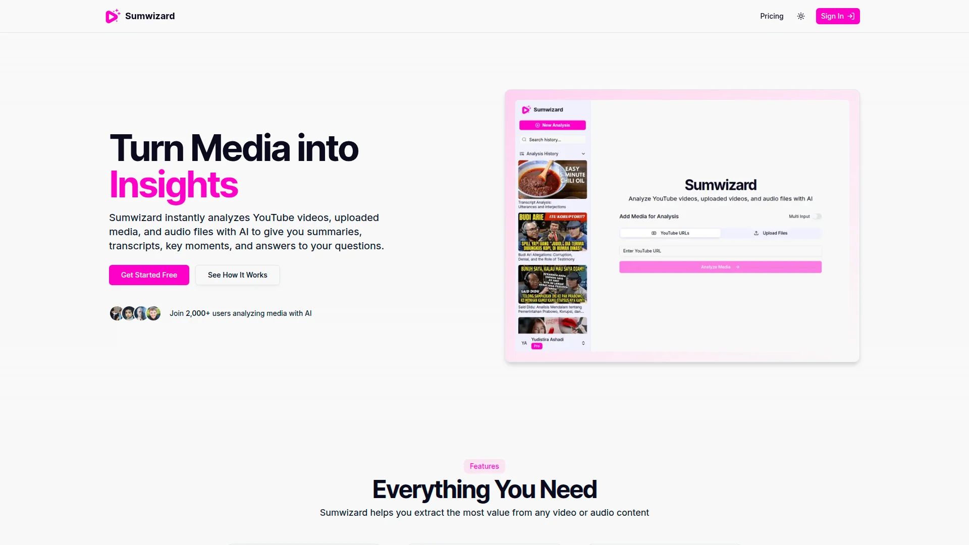 Sumwizard: AI-Powered Media Analysis Platform