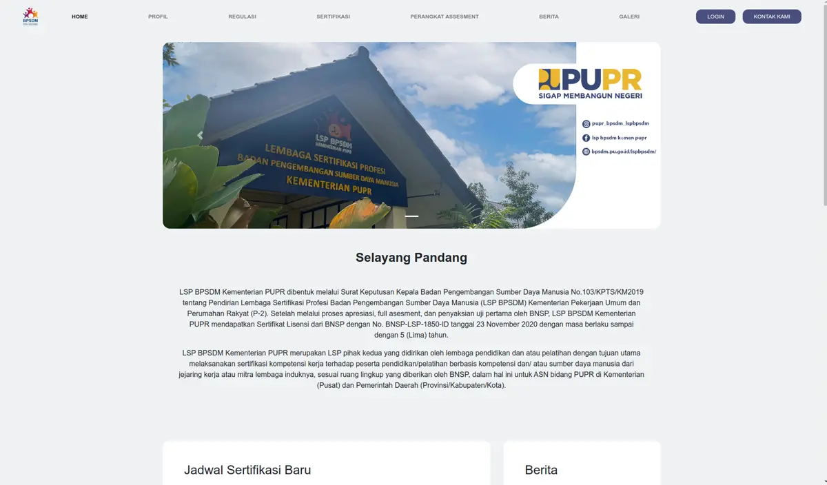 LSP BPSDM PUPR Website