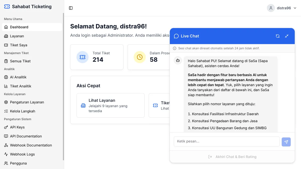 Sahabat PU: AI-Powered Ticketing & Chat Platform